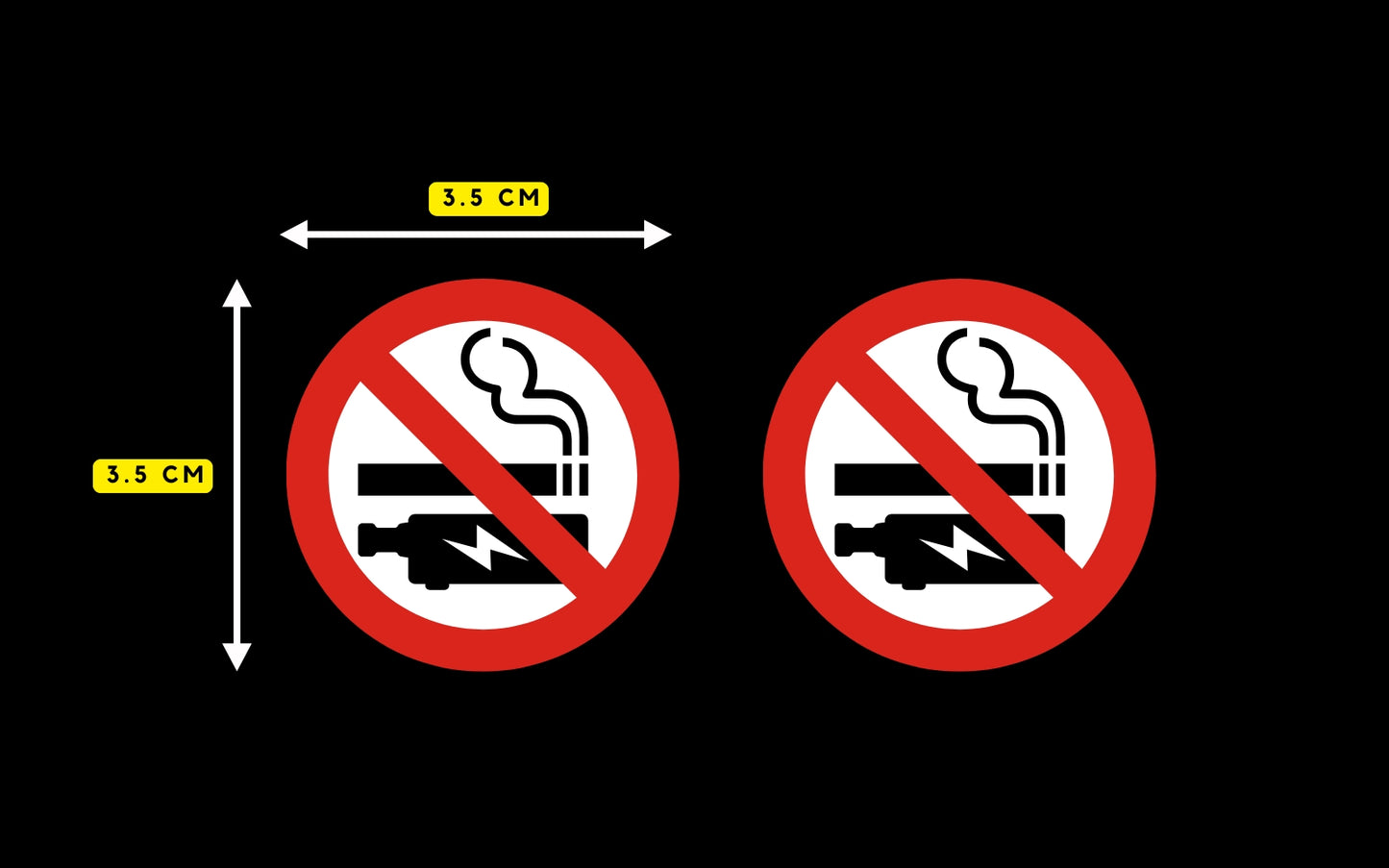 2 x "No Smoking or Vaping" Adhesive Waterproof Stickers (Exterior or Interior) 3.5cm x 3.5cm (Copy)