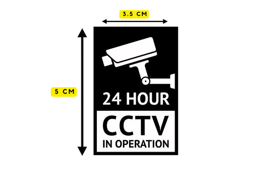 CCTV in Operation 24 Hours Adhesive Waterproof Sticker (Interior or Exterior) 5cm x 3.5cm