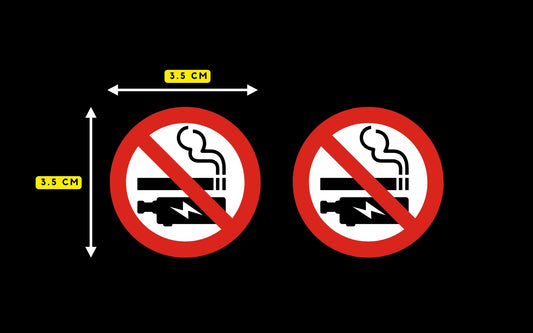 2 x "No Smoking or Vaping" Adhesive Waterproof Stickers (Exterior or Interior) 3.5cm x 3.5cm (Copy)