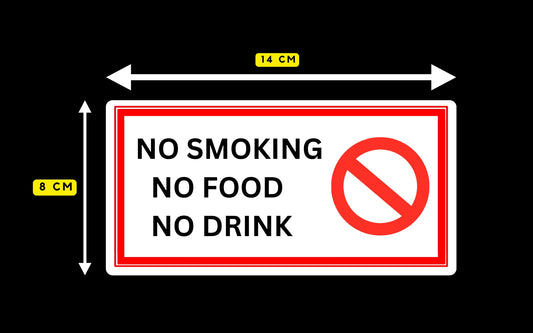 "No Food or Drink in the Vehicle" Adhesive Waterproof Taxi Sticker (Interior or Exterior) 14cm x 8cm