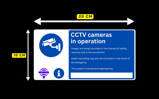 "TFL CCTV TAXI Essential Warning Sticker" Adhesive Waterproof Sticker (Interior or Exterior) 20cm x 10cm