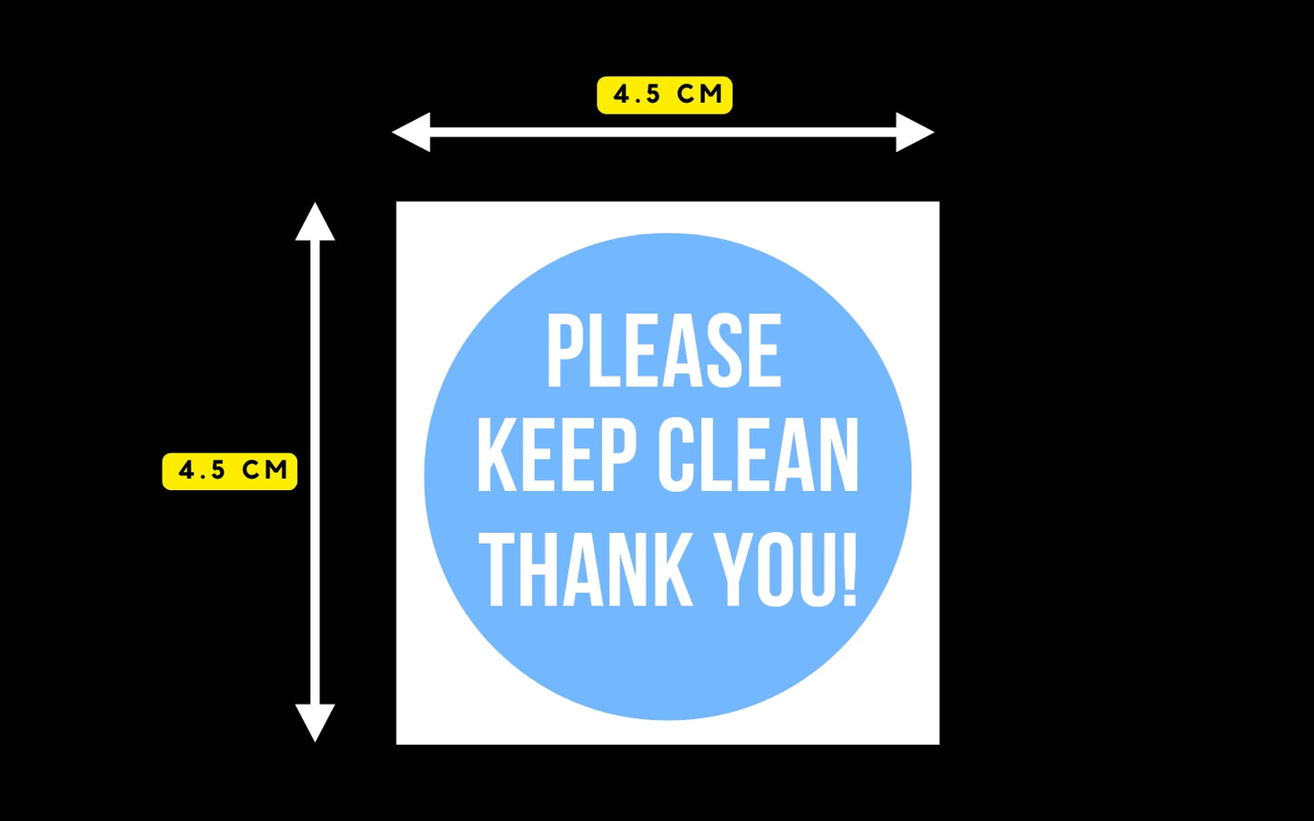 ''Keep Clean'' Adhesive Waterproof Sticker (Exterior or Interior) 4.5cm x 4.5cm