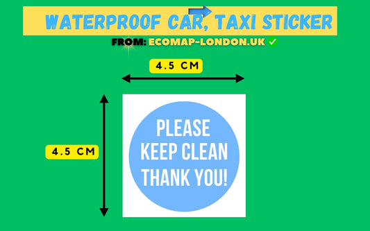 ''Keep Clean'' Adhesive Waterproof Sticker (Exterior or Interior) 4.5cm x 4.5cm