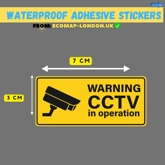 CCTV in Operation Warning Adhesive Waterproof Sticker (Interior or Exterior) 3cm x 7cm