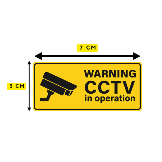 CCTV in Operation Warning Adhesive Waterproof Sticker (Interior or Exterior) 3cm x 7cm